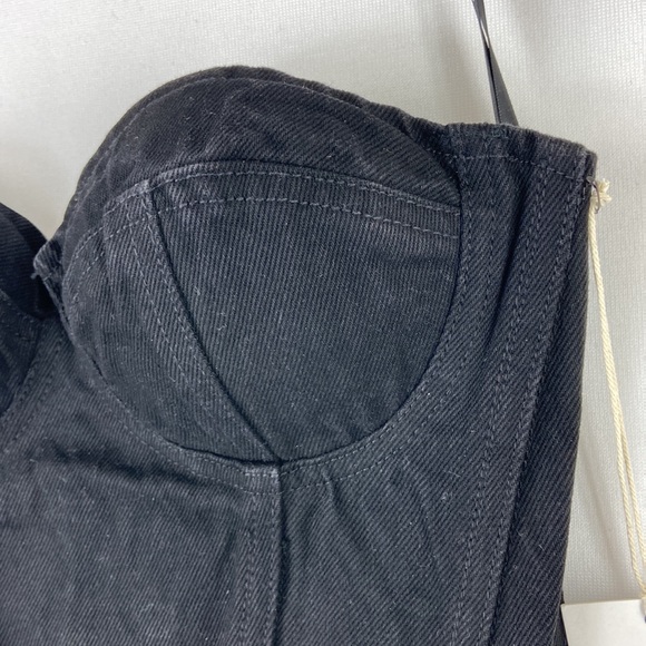 GRLFRND Marilyn Black Denim Bustier in Up All Night - Picture 3 of 7
